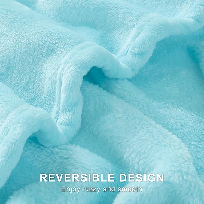 Hansleep Fleece Robin Egg Blue Full Blanket, Super Soft Flannel Fuzzy Plush Cozy Blanket for All Seasons, Robin Egg Blue, Full 84x90 Inches
