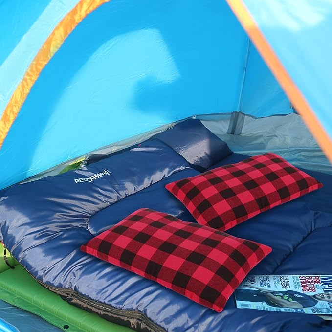 REDCAMP Small Camping Pillow Lightweight and Compressible, 2PCS Flannel Travel Pillow with Removable Pillow Cover