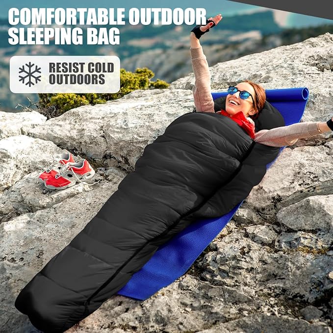 OBTANIM Sleeping Bags Portable Waterproof Camping Sleeping Bag for Adults Kids 4 Seasons Cold Weather or Warm Backpacking Hiking Travel Indoor Outdoor Use