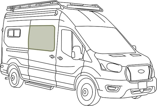 VanEssential Full Plastic Trim Sliding Door Window Cover Designed for Ford Transit Medium/High Roof Van Year 2015 to Current- Charcoal Gray
