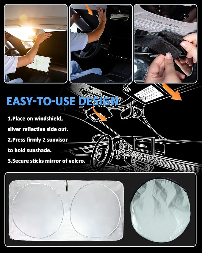 Sun Shade for Audi Q8 Windshield Sunshade Custom Fit Audi Q8 2019-2023 2024 2025 2026 Foldable Front Window Cover Retractable Sun Visor Protector Interior Cool UV Rays Blocker