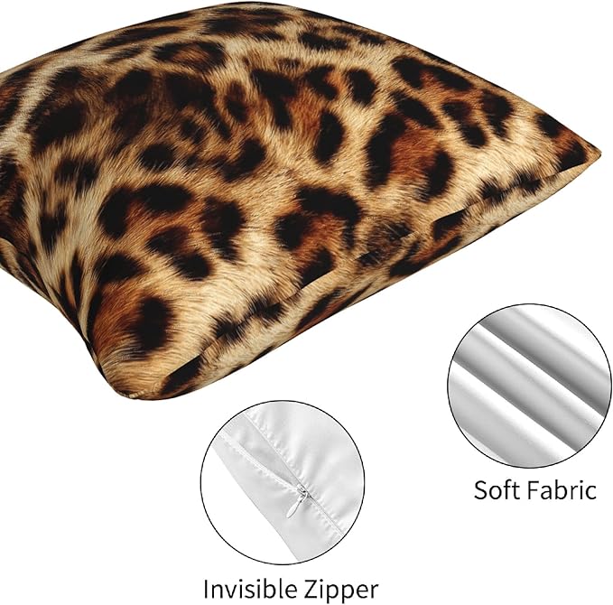 Animal Print Throw Pillow Covers 18 X 18 Inch Set of 4 Decorative Cushion Cover Home Decor for Sofa Chair Couch Bedroom Living Room