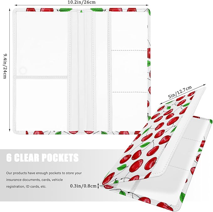 Car Registration and Insurance Holder, with Magnetic Closure for License, Cards and Documents, All Vehicle Needs and Car Accessories (Cherry)
