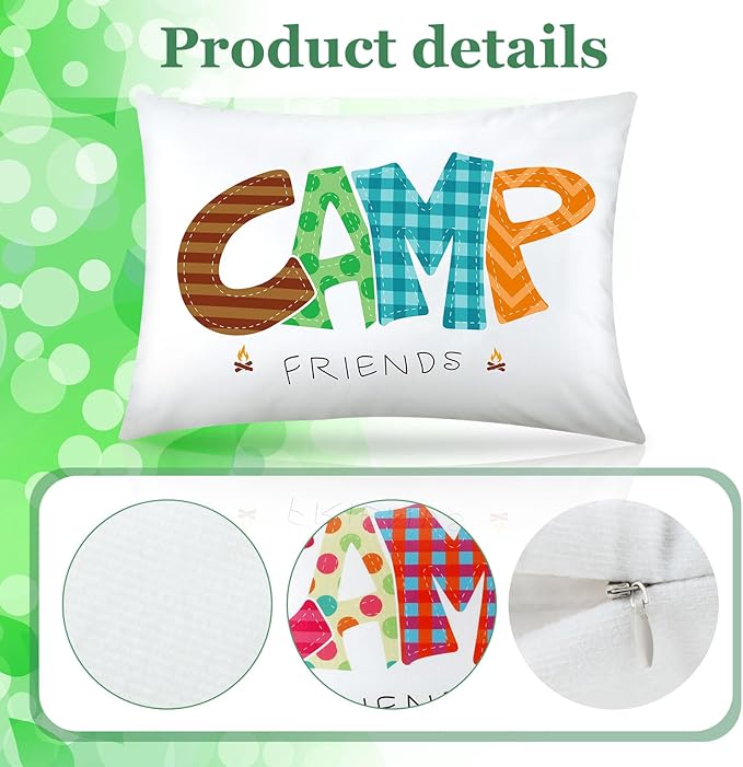 Moukeren Camp Friends Girl Autograph Pillowcase Summer Camp Pillowcase Travel Pillow Case Travel Pillow Cover for Kids Package Stuff Essentials Sleepaway Accessories (Many Colors,1 Pcs)
