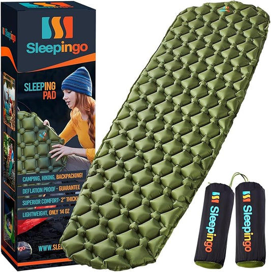 Sleepingo Ultralight Sleeping Mat - Inflatable & Compact Camping Air Mattress for Backpacking, Hiking- New