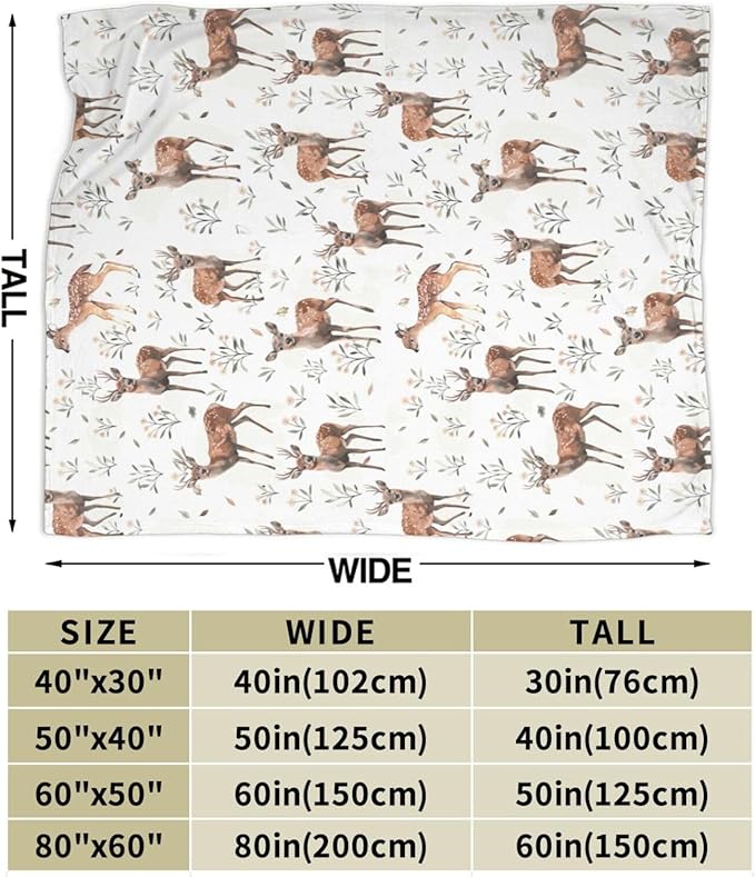 Buck Deer Blanket Soft Lightweight Flannel Fleece Blanket Cozy Warm Wildlife Animal Decor Bedding Stuff Fuzzy Plush Throw Blanket Gifts for Lover Boys Girls Kids Women Adults Bed Travel 50"x60"