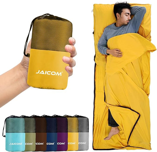 JAICOM Sleeping Bag Liner, Travel Sheets & Adult Sleep Sack, Ultralight and Portable Summer Sleeping Bag - Ideal for Backpacking, Hotels and Hostels, Business Trips, Camping