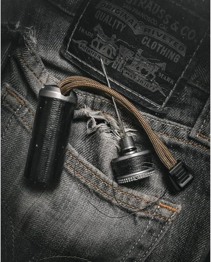 Exotac ripSPOOL Lightweight Bushcraft and Survival Complete Field Repair Kit and FireCord Lanyard for First Aid, Fire-Starting, Tool Creation, Fishing, and Navigation Tasks, Made in the USA