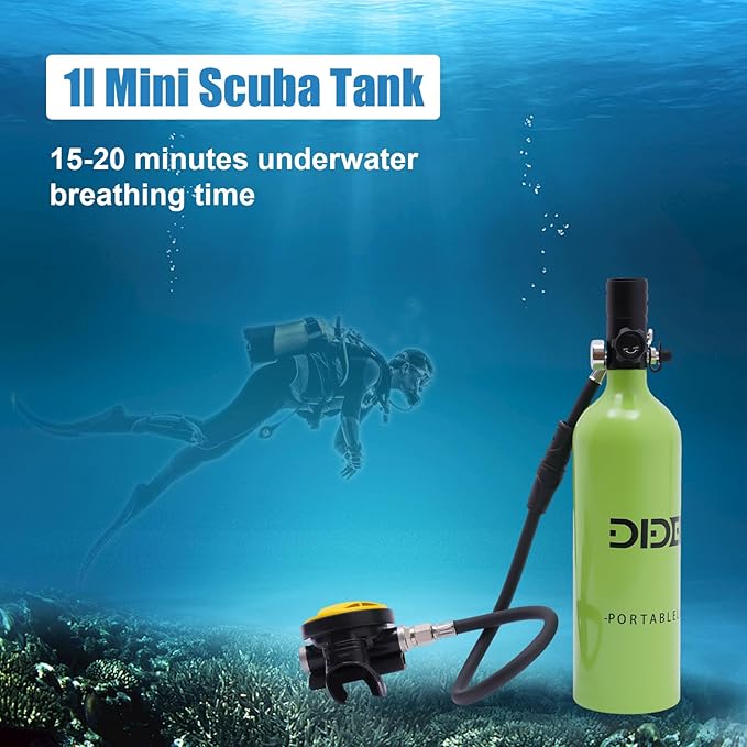 Mini Scuba Tank, 0.5L/1L Mini Diving Tank 5-10/15-20 Minutes Underwater Breath Device Portable Diving Oxygen Tank Kit, Portable Lung Tank for Emergency Rescue Underwater Exploration