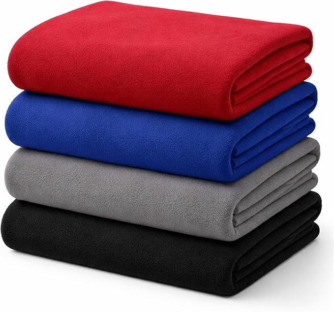 12 Pcs Fleece Throw Blankets, Bulk Pack 50x60 Soft for Home, Office, Wedding Gift Camping Bed Couch Pet