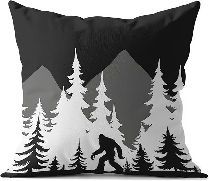 Funny Bigfoot Sasquatch Forest Throw Pillow Covers,Camping Camper Bigfoot Gifts for Women,Big Foot Sasquatch Gifts,Camper Decor Pillowcase