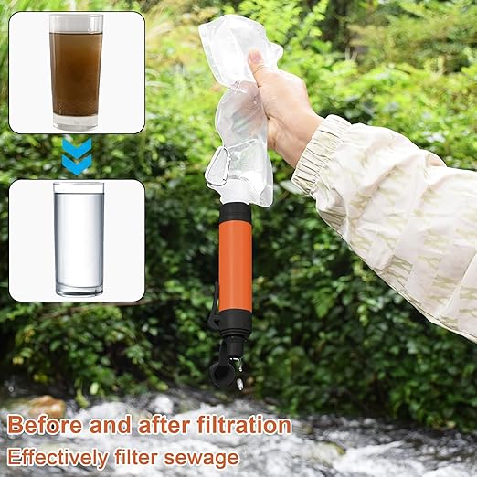Upgrade Set of 5,Personal Water Filter Straw for Hiking, Camping, Travel,Water Straws to purify Water,Emergency Water Straw (Yellow)