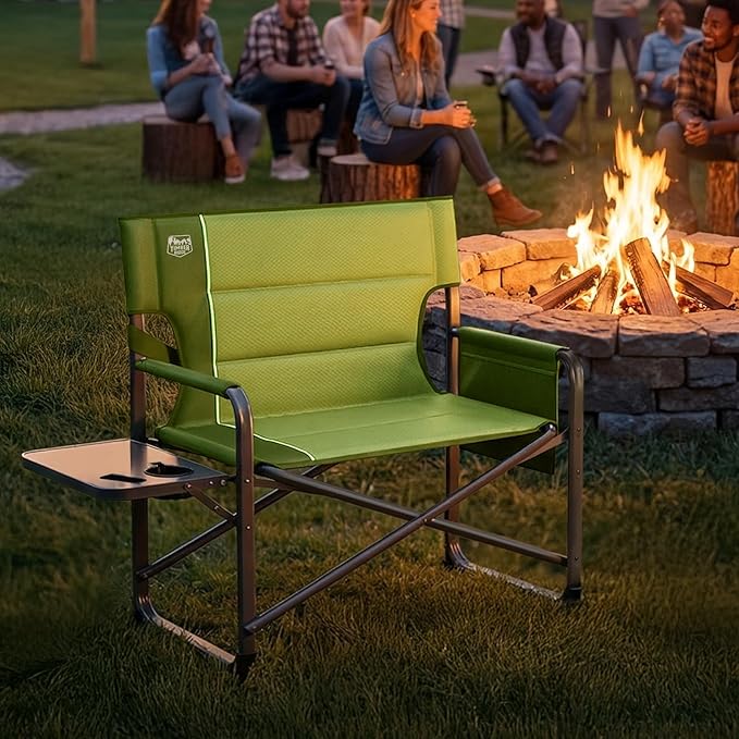 Timber Ridge XXL Director’s Chair – Heavy Duty Folding Camping Chair for Adults, 500lb Capacity, Extra Wide Padded Seat for Camping, Sports, Lawn, Courtyard, and Outdoor Use, Green