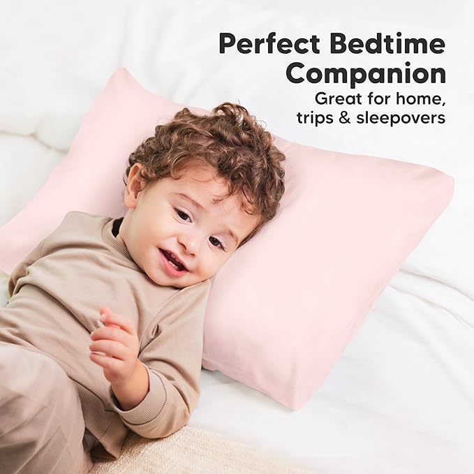 KeaBabies 13 x18 Toddler Pillowcase, Waterproof - Soft Waterproof Toddler Pillow Protector Cover for Kids, Boys, Girls, Durable Machine Washable, Small Travel Pillow Sold Separately (Mist Pink)