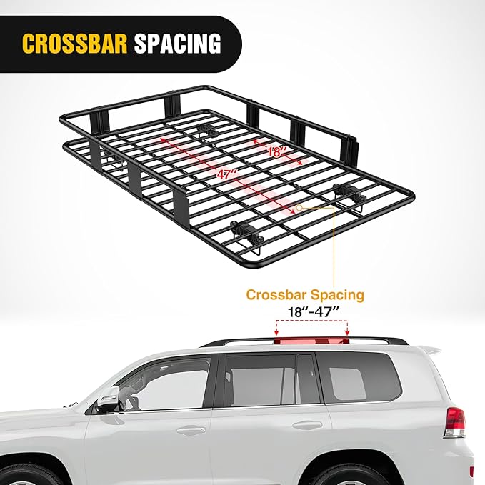 Nilight 64" x 39" x 6" Universal Roof Rack Cargo Basket Heavy-Duty 250LBS Capacity Rooftop Cargo Carrier Luggage Holder for SUV Truck Vehicle
