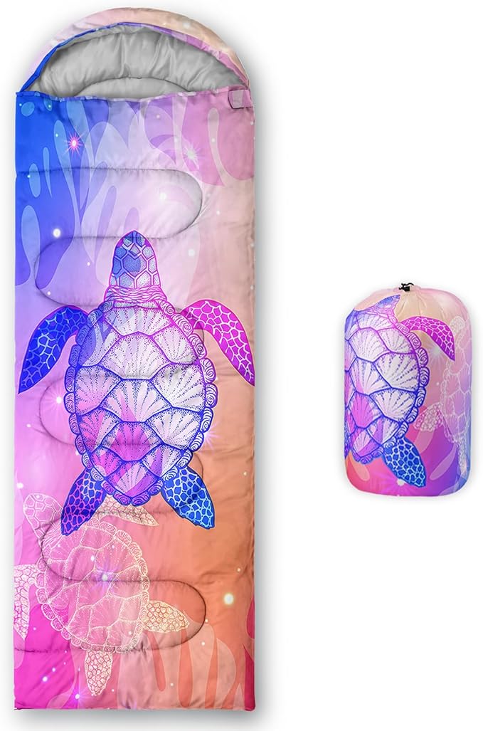 QOOMO Axolotl Cute Camping Sleeping Bags,3 Season Warm & Cool Weather,Lightweight,Waterproof Sleeping Bags for Adults & Kids,Traveling,and Outdoors