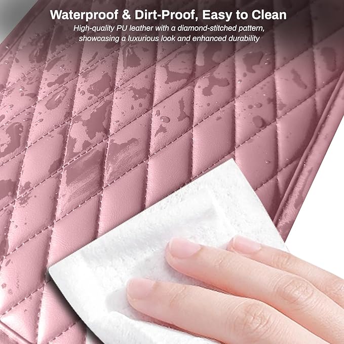 Car Center Console Cover, Upgraded Microfiber Leather Car Arm Rest Cover with 2 Storage Bags, Universal Armrest Cover for Car Storage Box Car Interior Accessories Protector for Most Vehicle-Pink