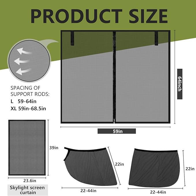 Yahenda SUV Tailgate & Window Mosquito Net Set – 6-piece Car Camping Sunshade for Outdoor Travel, Quick Install, Breathable & Durable(Large)