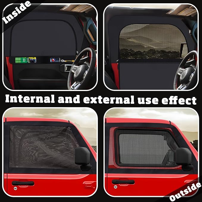 XCBYT Car Window Shades - 2019-2024 Jeep Wrangler JK JL and Gladiator JT Privacy Curtains, Dual Purpose Window Covers, Side Window Sun Shade for Breastfeeding, Napping, Dressing, Camping