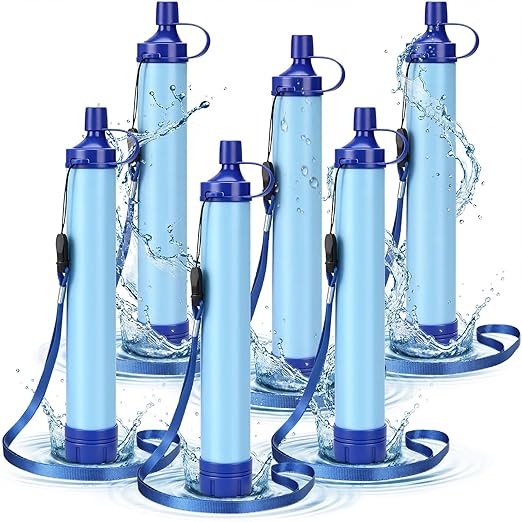 Hoteam 6 Pack Personal Water Filter Straws for Hiking & Camping Portable Emergency Water Purifier for Outdoor Backpacking Travel Disaster Preparedness Removes 99.99% of Dust