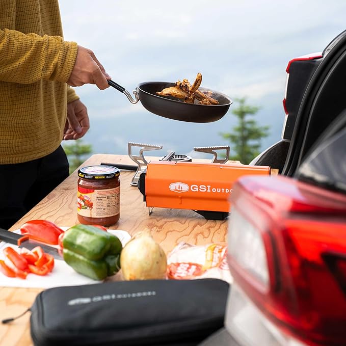 GSI Outdoors Selkirk 270 Butane Stove – Lightweight, Compact Camping Stove with High-Output Burner, Wind Guard, and Piezo Ignition for Outdoor Cooking