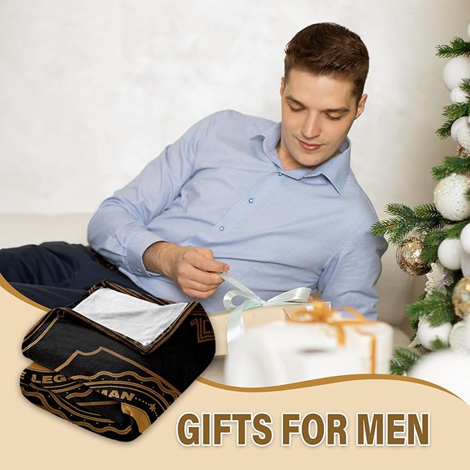 Wazzio Happy Birthday Gifts for Men, Men Birthday Gifts for Dad, Blanket for Man, Throw Blanket for Him, Creative Gift for Dad, Grandpa and Uncle, Initial Letter S Blanket for Christmas 50"x60"