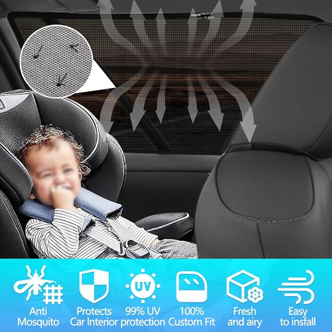 BWEN Car Window Shades for Toyota RAV4 2019-2024, Magnetic Side Window Cover with Breathable Mesh, Privacy Protection and Sun Protection for Car Camping, Travel and Rest