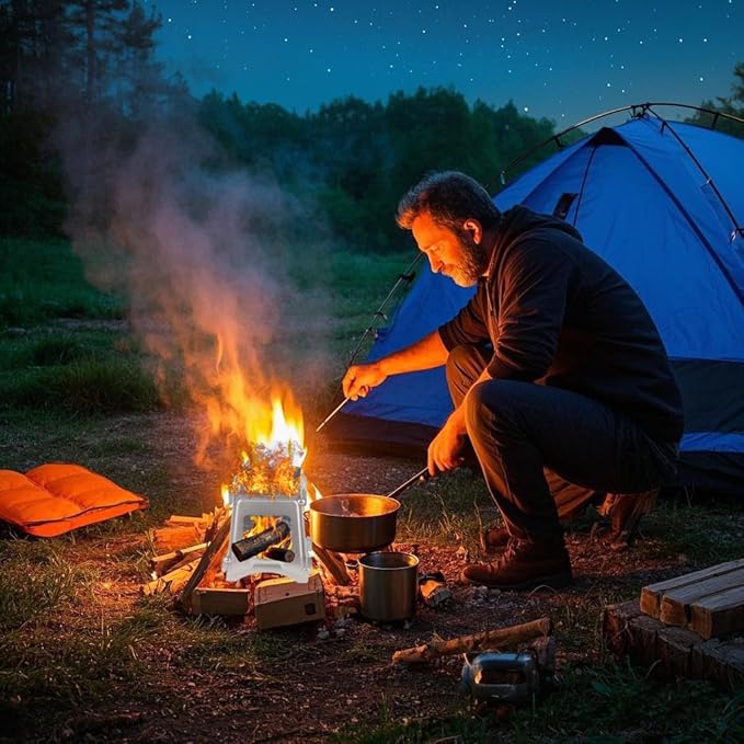 Portable Wood Stove, Folding Stainless Steel Camping Stove for Backpacking, Hiking, Outdoor Cooking, Compact and Lightweight, Durable Camp Stove for BBQ, Survival & Picnic,Father’s Day gift