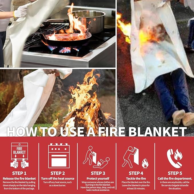 Fire Blanket for Home and Kitchen,40" x 40",8 Pack,Emergency Fire Blanket