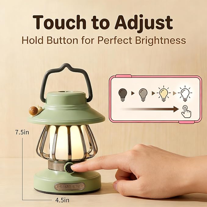 Motion Sensor Headlamp for Kids & Rechargeable Camping Lantern Set - Hands-Free Wave Control, 1200mAh USB-C Charging, 3 Light Modes, Safe for Camping, Emergency - Spring Camping Gear for Kids (Green)