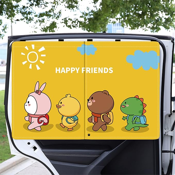 Car Sun Shade for Baby - EOHMAK Car Side Window Sun Shade Cover Upgrade Double Opening Car Interior Curtain Sun Blocker Blind (Go to School, 1 Pack)