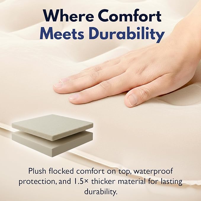 King Koil Luxury California King Air Mattress with Built-in Pump for Home, Camping & Guests - 20” King Size Inflatable Airbed Luxury Double High Adjustable Blow Up Mattress, Durable Waterproof