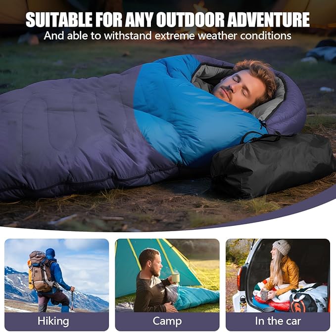 OBTANIM Sleeping Bags Portable Waterproof Camping Sleeping Bag for Adults Kids 4 Seasons Cold Weather or Warm Backpacking Hiking Travel Indoor Outdoor Use