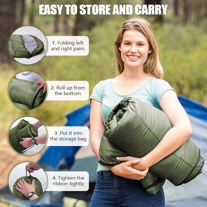 OBTANIM Sleeping Bags Portable Waterproof Camping Sleeping Bag for Adults Kids 4 Seasons Cold Weather or Warm Backpacking Hiking Travel Indoor Outdoor Use
