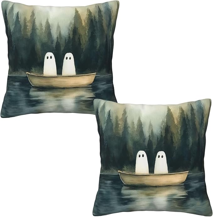 Forest Ghost Couple Throw Pillow Covers 18x18 inch Set of 2 Pillow Case Cushion Cover for Home Sofa Couch Living Room Car Decor