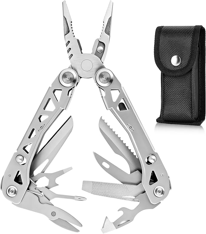 Lightweight Multitool,19-in-1 Multipurpose Plier,420HC Knife,Bottle Opener,Saw,with Nylon Sheath Great for Camping, Hiking, Outdoor, Survival, Simple Repair