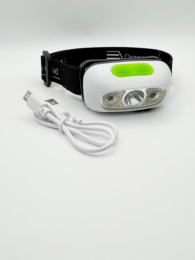Orange You Glad Rechargeable Headlamp for Running & Camping – Bright LED Headlamp for Adults & Kids, Two Modes: Motion Sensing and Standard | Away Camp Flashlight | Battery-Powered Hiking Light