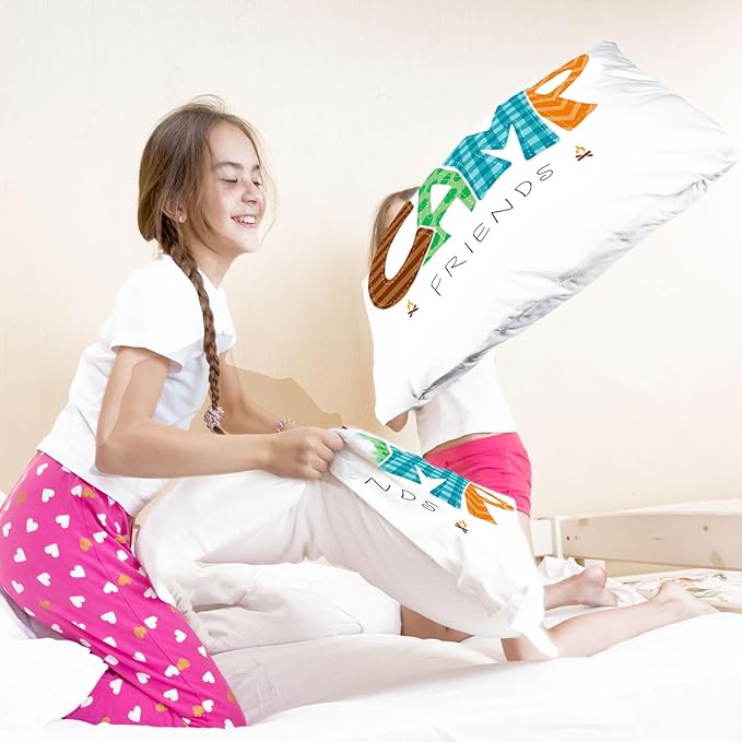 Moukeren Camp Friends Girl Autograph Pillowcase Summer Camp Pillowcase Travel Pillow Case Travel Pillow Cover for Kids Package Stuff Essentials Sleepaway Accessories (Many Colors,1 Pcs)
