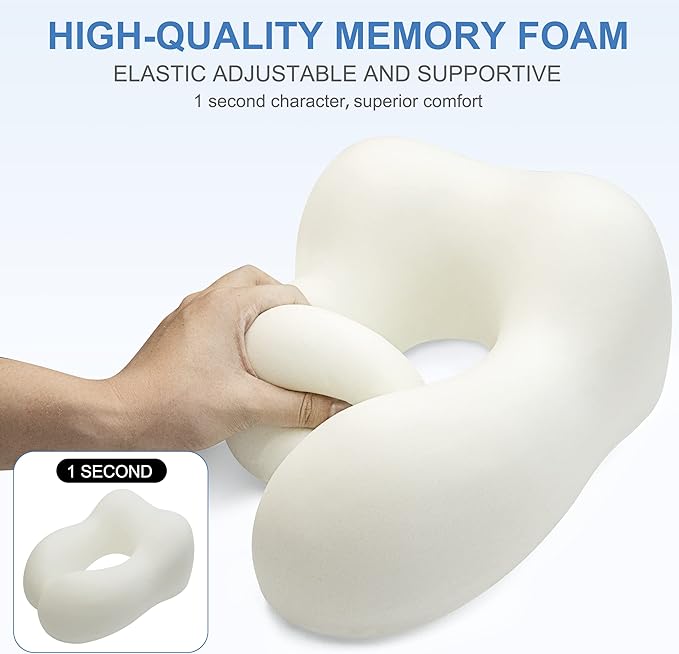 Travel Pillow - Memory Foam Cervical Neck Pillow for Adults, Kids, Children, Convenient & Portable U Shaped Pillows, Airplane Pillow for Home, Office, Camping, Travelling, Sleeping (Black)