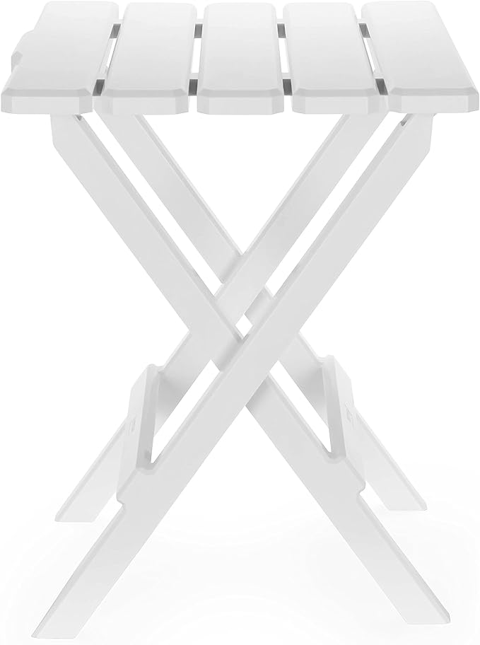 Camco 51695 White Large Adirondack Portable Outdoor Folding Side Table, Perfect for The Beach, Camping, Picnics, Cookouts and More, Weatherproof and Rust Resistant