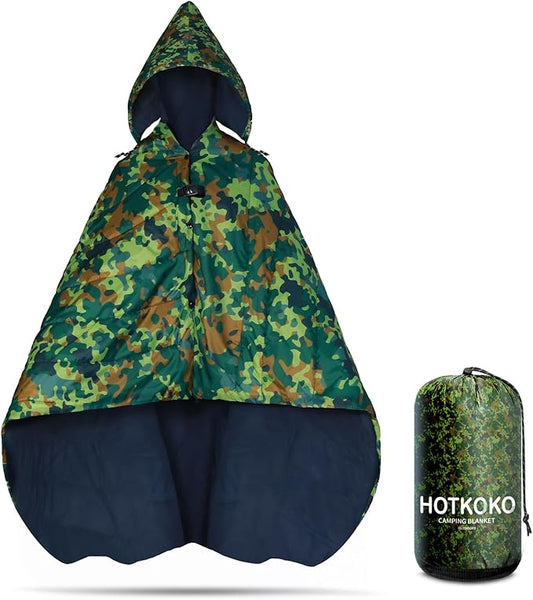 Waterproof Stadium Blanket, Fleece Camping Blanket Soft Warm Wearable Camp Blanket for Outdoor Camping, Picnic, Stadium, Sports, Beach, Car