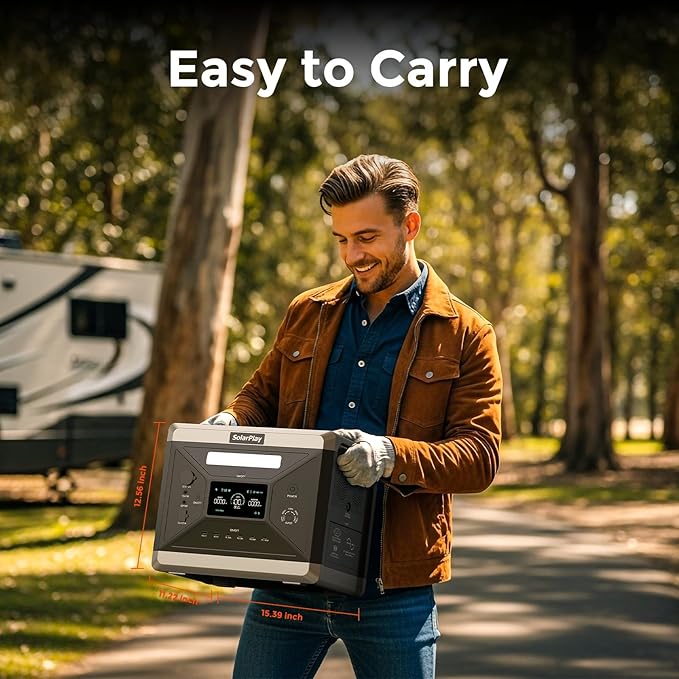 SolarPlay Portable Power Station 2400W/2160Wh LiFePO4 Battery Solar Generator with 200W panel included, Essential Home Backup for Home Use, Power outage, RV, Camping