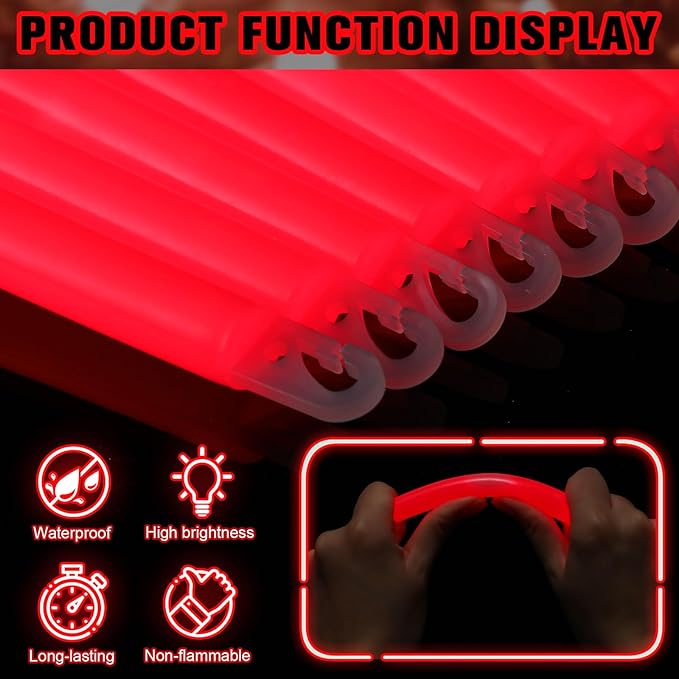 Sotiff 6" Bright Large Glow Sticks Bulk Glow Emergency Glowsticks Snap Military Grade Lights Sticks Long Last Survival Kits for Hiking Party Camping Activities