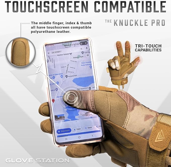 Glove Station Tactical Gloves for Men – Touchscreen Utility Gear with Hard Knuckle Protection Used in Motorcycle, Airsoft, Combat, Police, Shooting & Outdoor Work Multicam X-Large