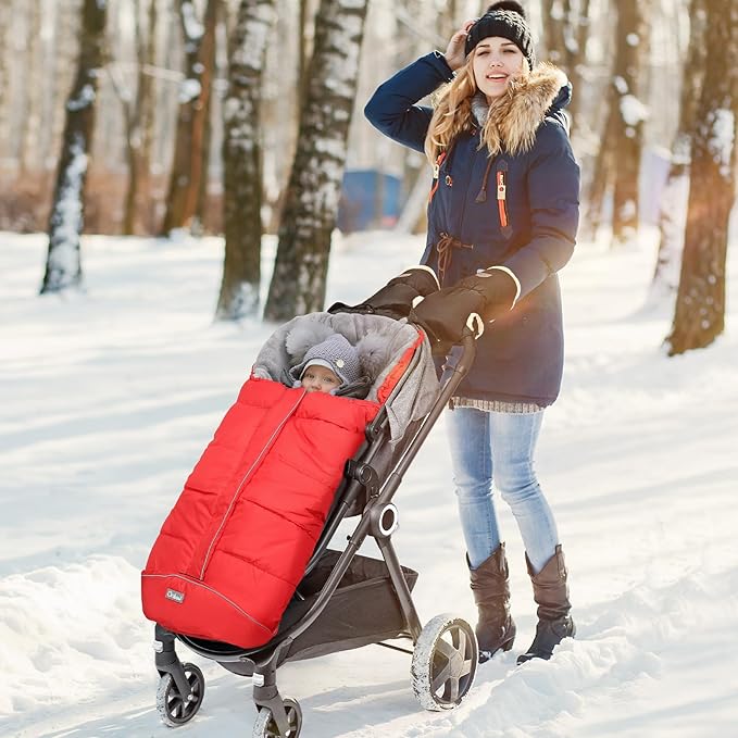 Orzbow Warm Bunting Bag Universal, Stroller Sleeping Bag Cold Weather, Waterproof Toddler Footmuff (Red, Large)