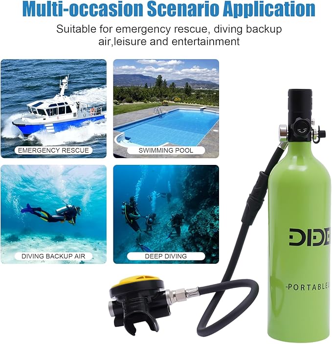 Mini Scuba Tank, 0.5L/1L Mini Diving Tank 5-10/15-20 Minutes Underwater Breath Device Portable Diving Oxygen Tank Kit, Portable Lung Tank for Emergency Rescue Underwater Exploration