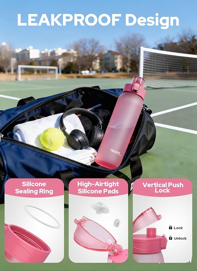 Opard Zip 30oz Plastic Water Bottle Dishwasher Safe, Leakproof Flip-Top Lid, BPA Free Tritan, Wide Mouth Reusable Sports Water Bottle for Gym Hiking Commuting Outdoor Travel and School