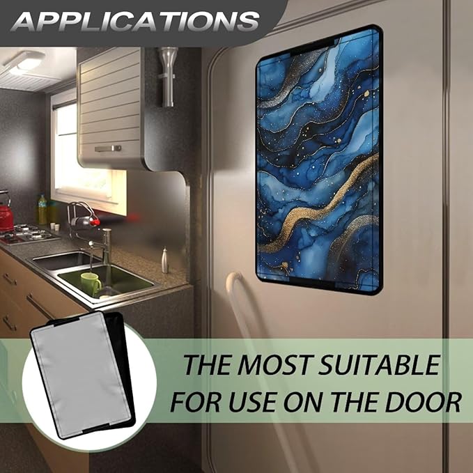 RV Door Window Shade Blue Marble RV Window Cover with UV Protection and Privacy Features for Campers, Marine Vehicles, Travel Trailers