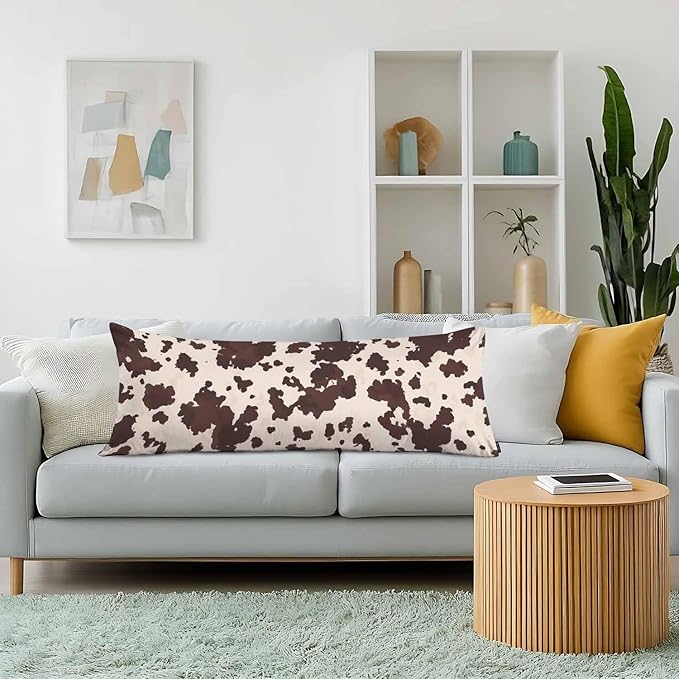 Body Pillowcases with Zipper Cowhide, Cow Or Horse Print Cozy Body Pillow Covers Cushion Cover 20 X 54 Inches Outdoor Body Pillow Pillowcase for Home Bedroom Couch Sofa, Brown
