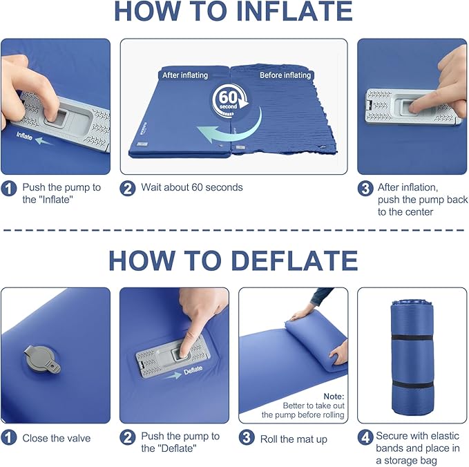 Elegear CumbreX™ Self Inflating Sleeping Pad, Built-in Electric Pump 3.15" Ultra-Thick Memory Foam Camping Mattress Pad with Pillow Double Sleeping Pad for Camping R-value 9.5 Foam Camp Pad for Travel